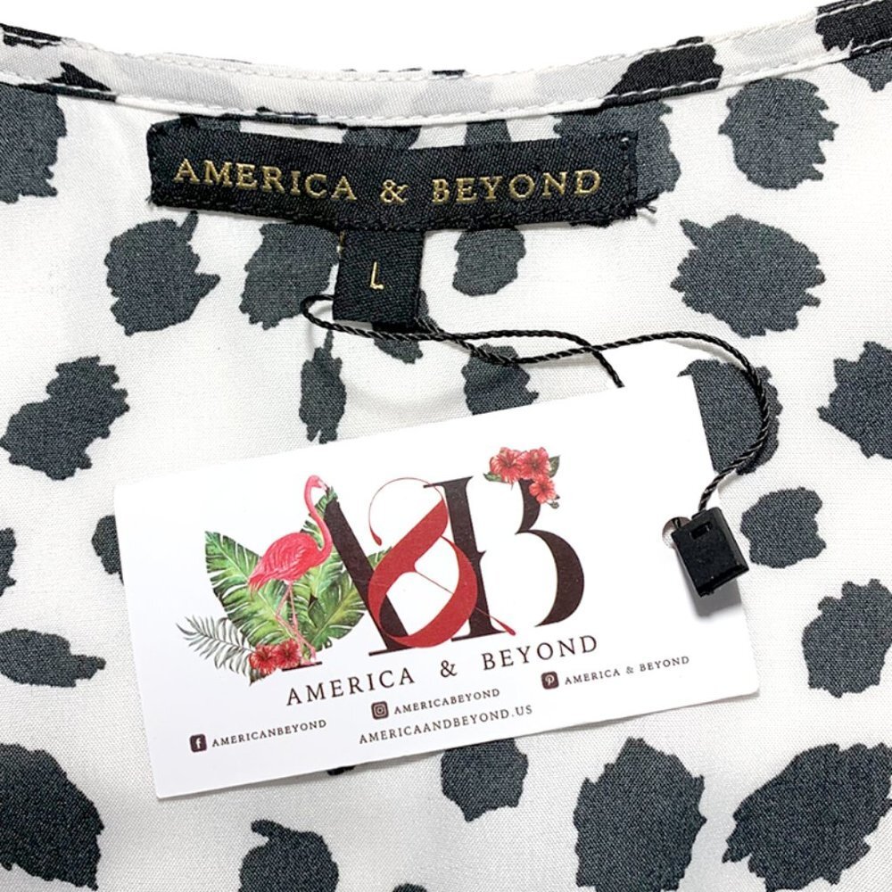 NWT AMERICA & BEYOND Cow Print Faux Wrap Pompon Maxi Cover Up - Picture 7 of 7